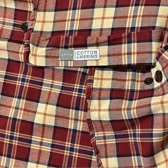Orvis Plaid Autumn Flannel Long Sleeve Button Up Shirt Cotton/Wool Blend - Picture 6 of 9